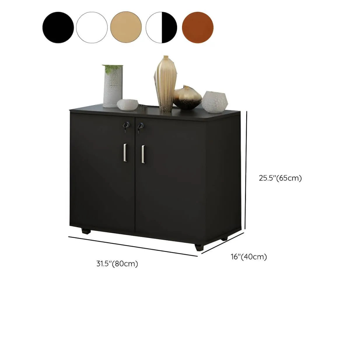 Minimalist Locking Storage Cabinet With Casters for Home Office Dimensions