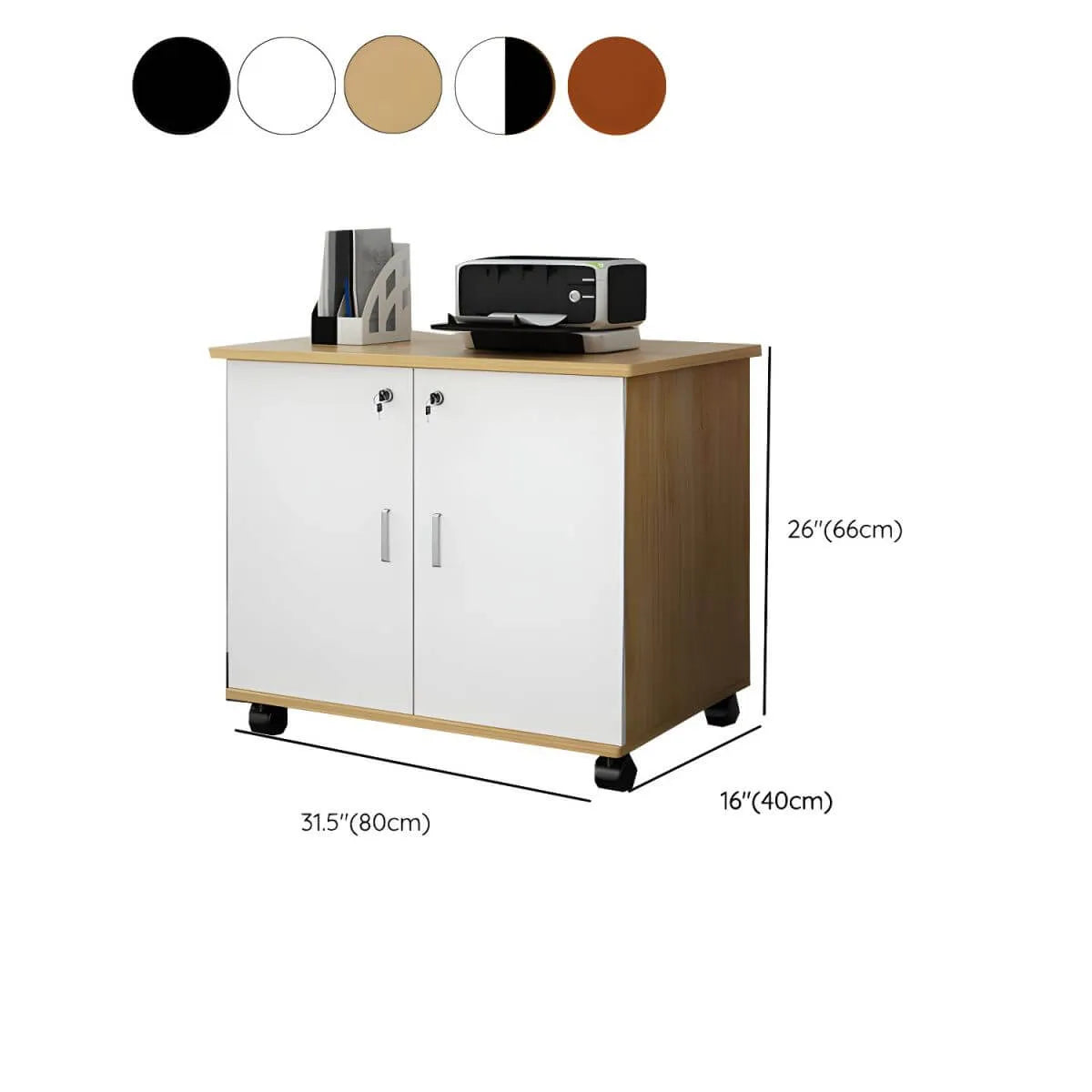 Minimalist Locking Storage Cabinet With Casters for Home Office Dimensions