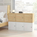Minimalist Locking Wood File Cabinet With Concealed Door Storage