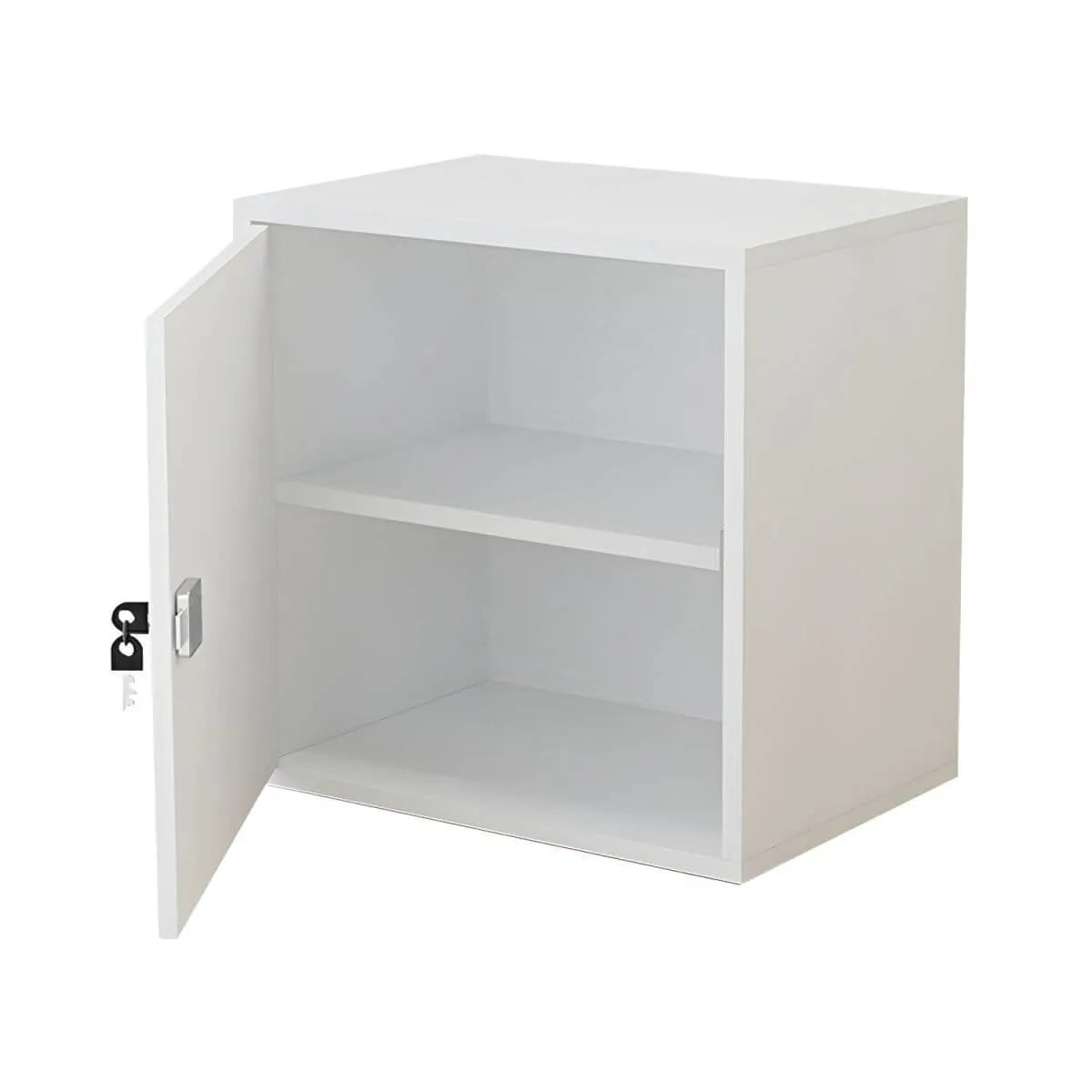 Minimalist Locking Wood File Cabinet With Concealed Door Storage
