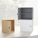 Minimalist Locking Wood File Cabinet With Concealed Door Storage