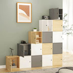 Minimalist Locking Wood File Cabinet With Concealed Door Storage