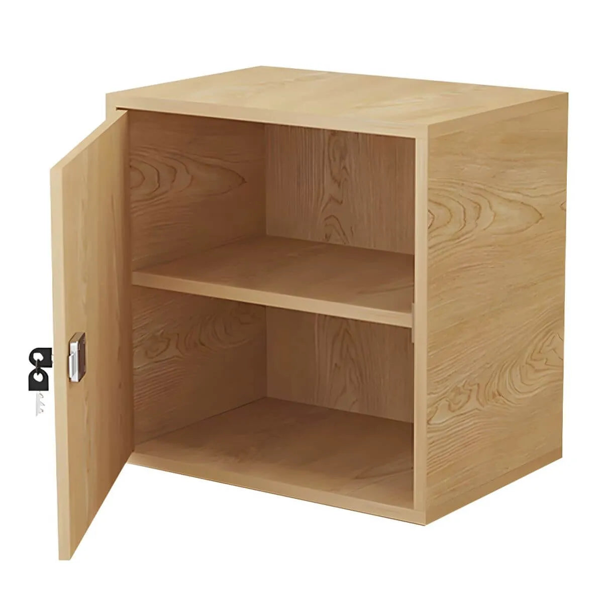 Minimalist Locking Wood Filing Cabinet With Display-Top Storage