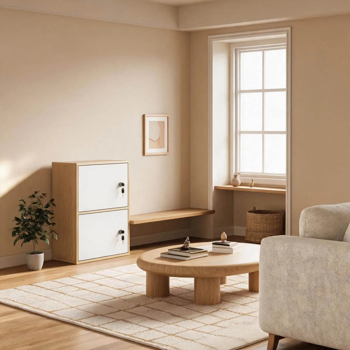 Minimalist Locking Wood Storage Cabinet Series With Shelves