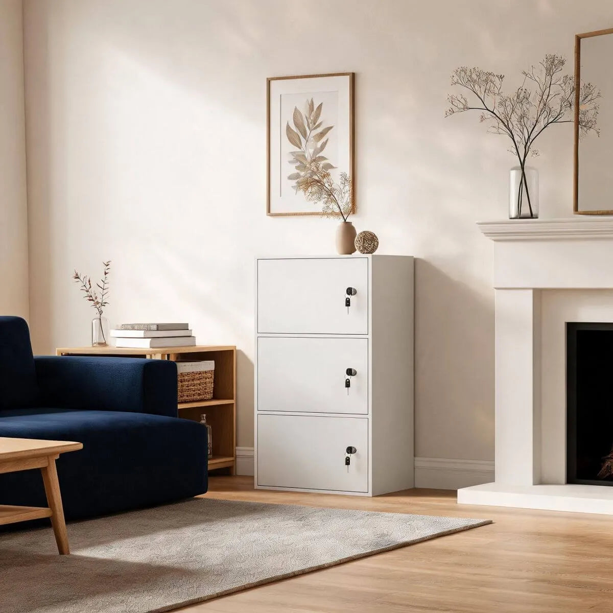 Minimalist Locking Wood Storage Cabinet Series With Shelves