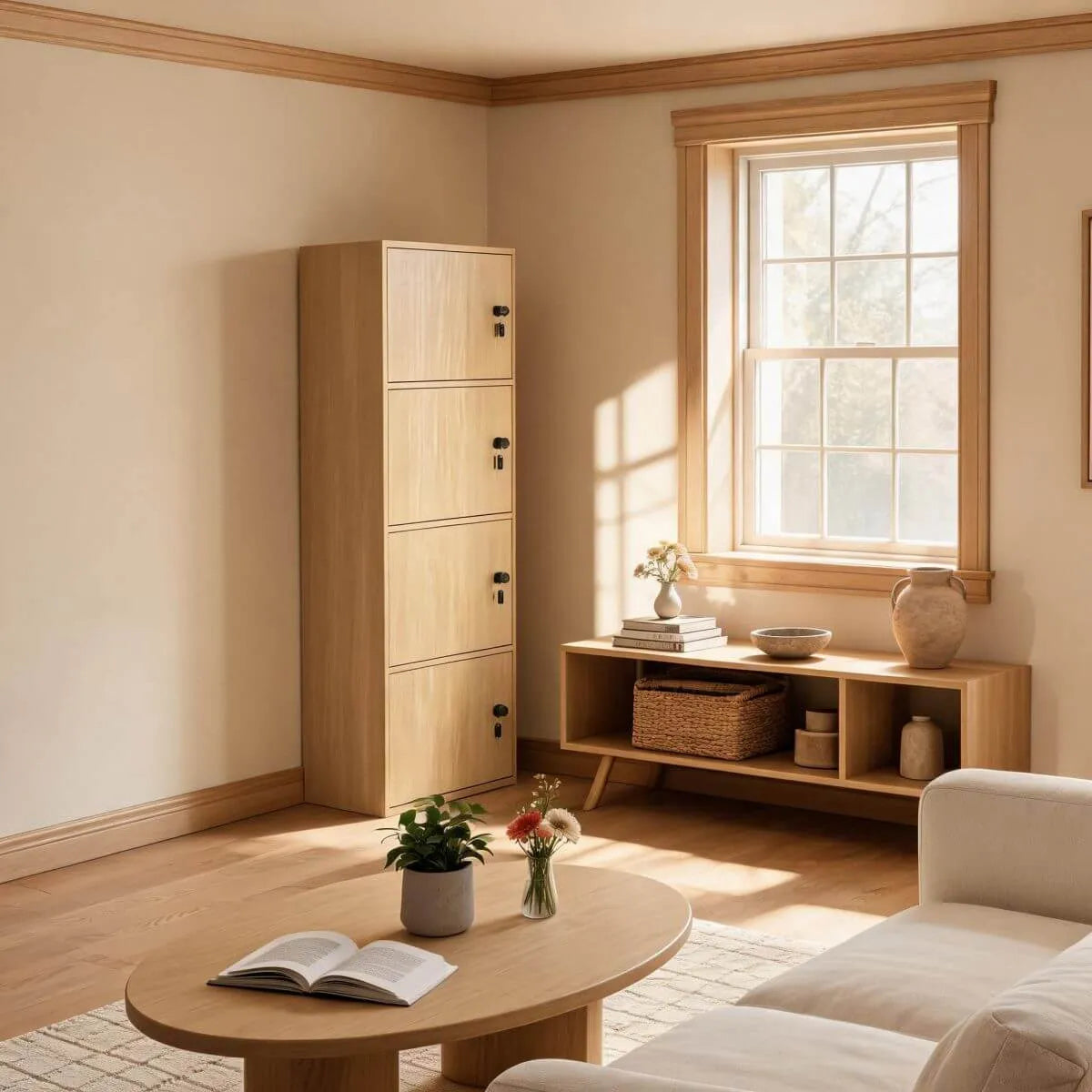 Minimalist Locking Wood Storage Cabinet Series With Shelves