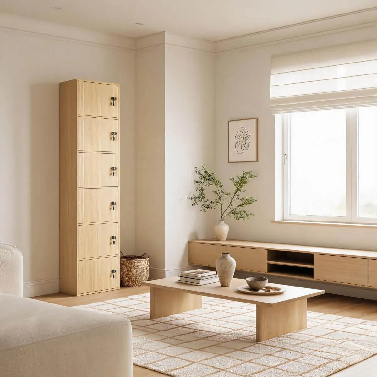 Minimalist Locking Wood Storage Cabinet Series With Shelves