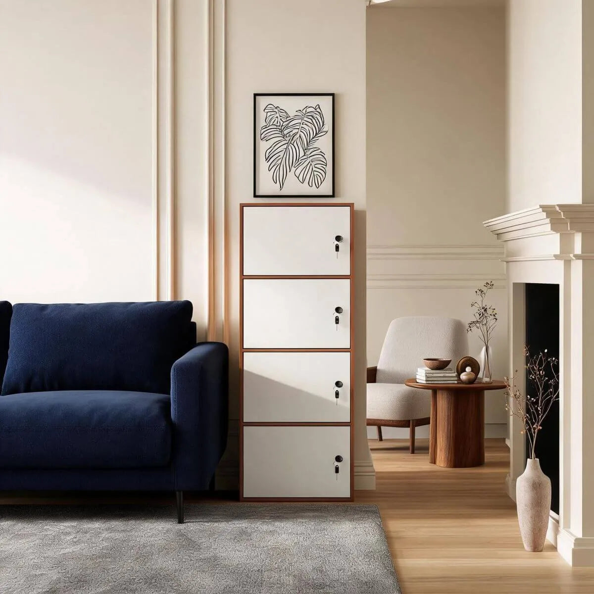 Minimalist Locking Wood Storage Cabinet Series With Shelves