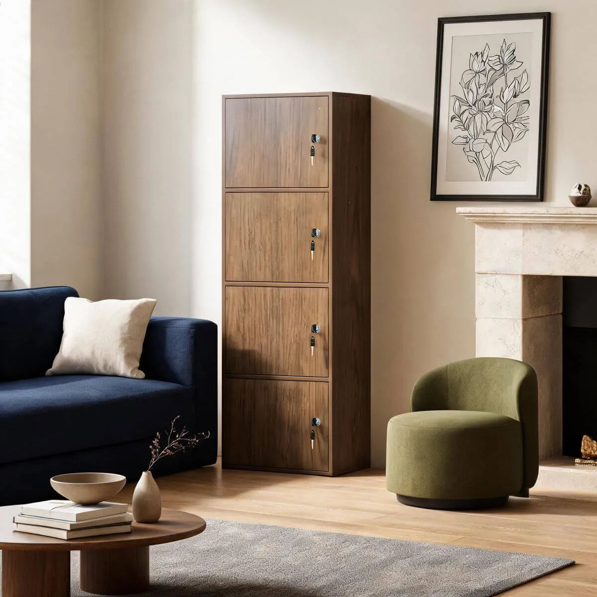 Minimalist Locking Wood Storage Cabinet Series With Shelves