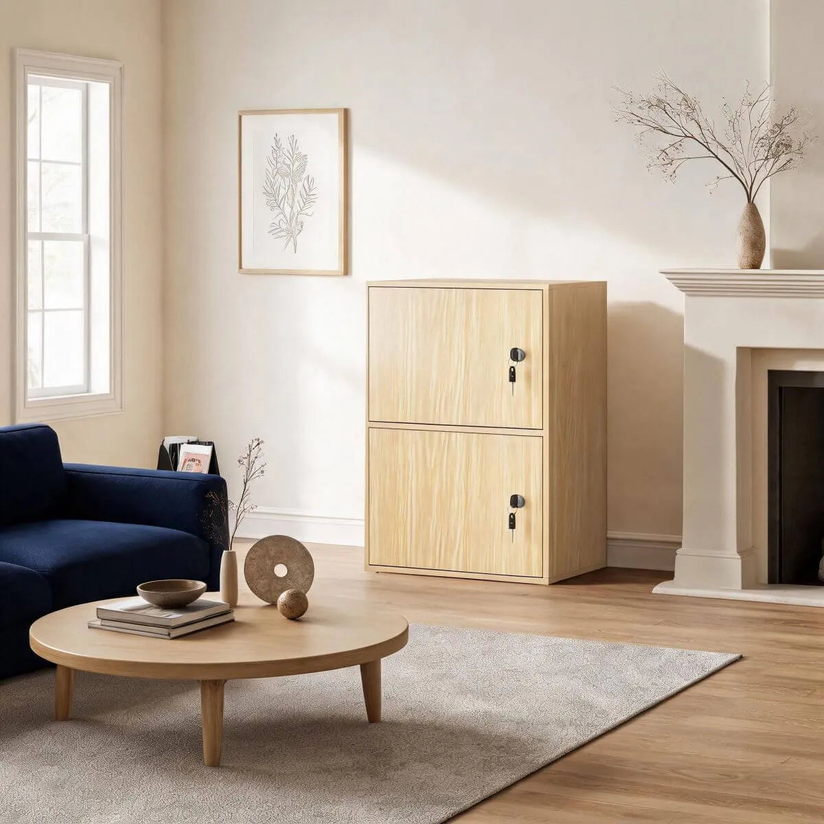 Minimalist Locking Wood Storage Cabinet Series With Shelves