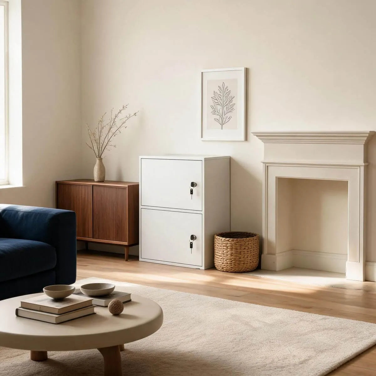 Minimalist Locking Wood Storage Cabinet Series With Shelves