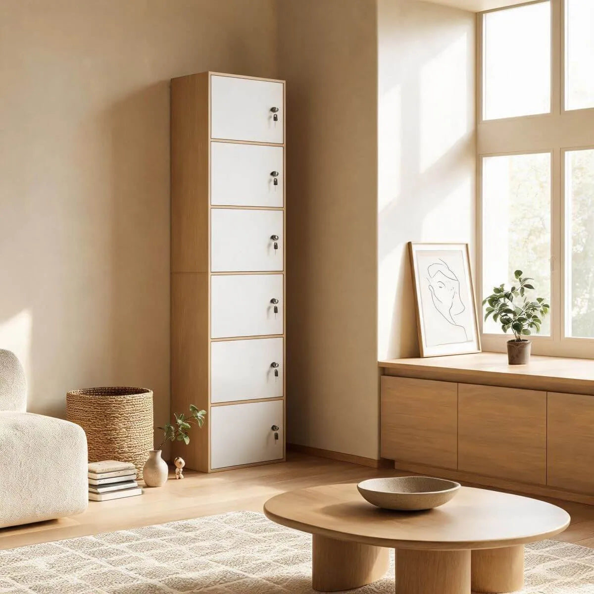 Minimalist Locking Wood Storage Cabinet Series With Shelves