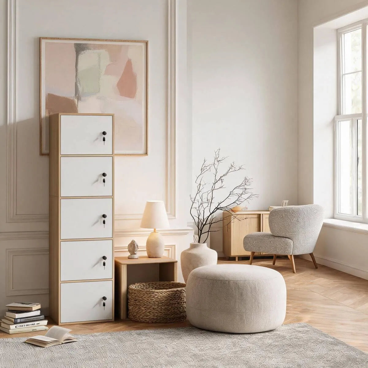Minimalist Locking Wood Storage Cabinet Series With Shelves
