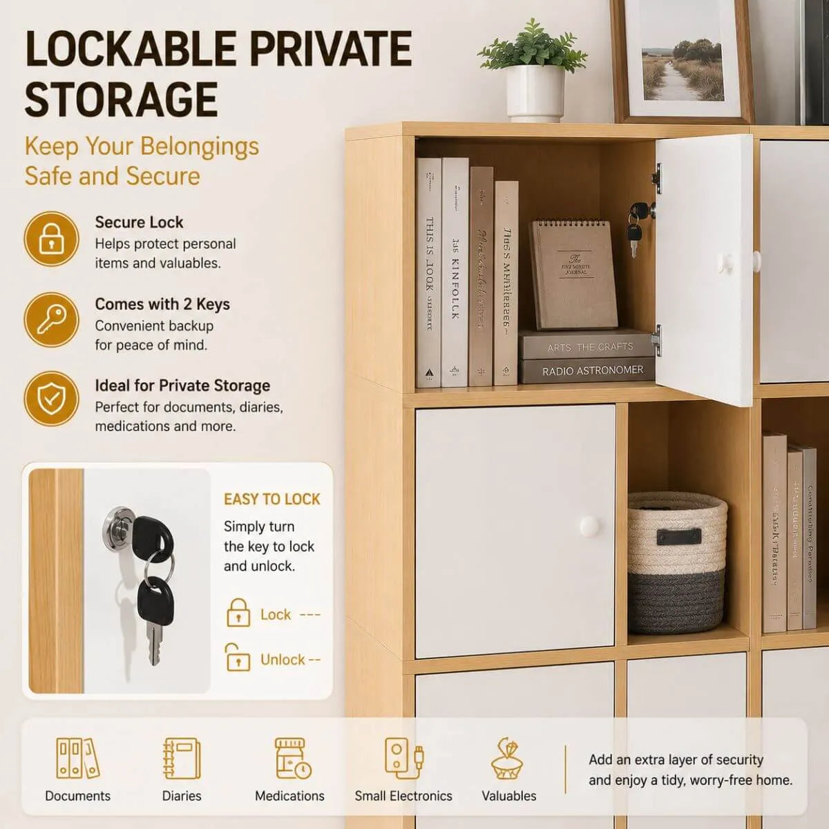 Minimalist Locking Wood Storage Cabinet Series With Shelves