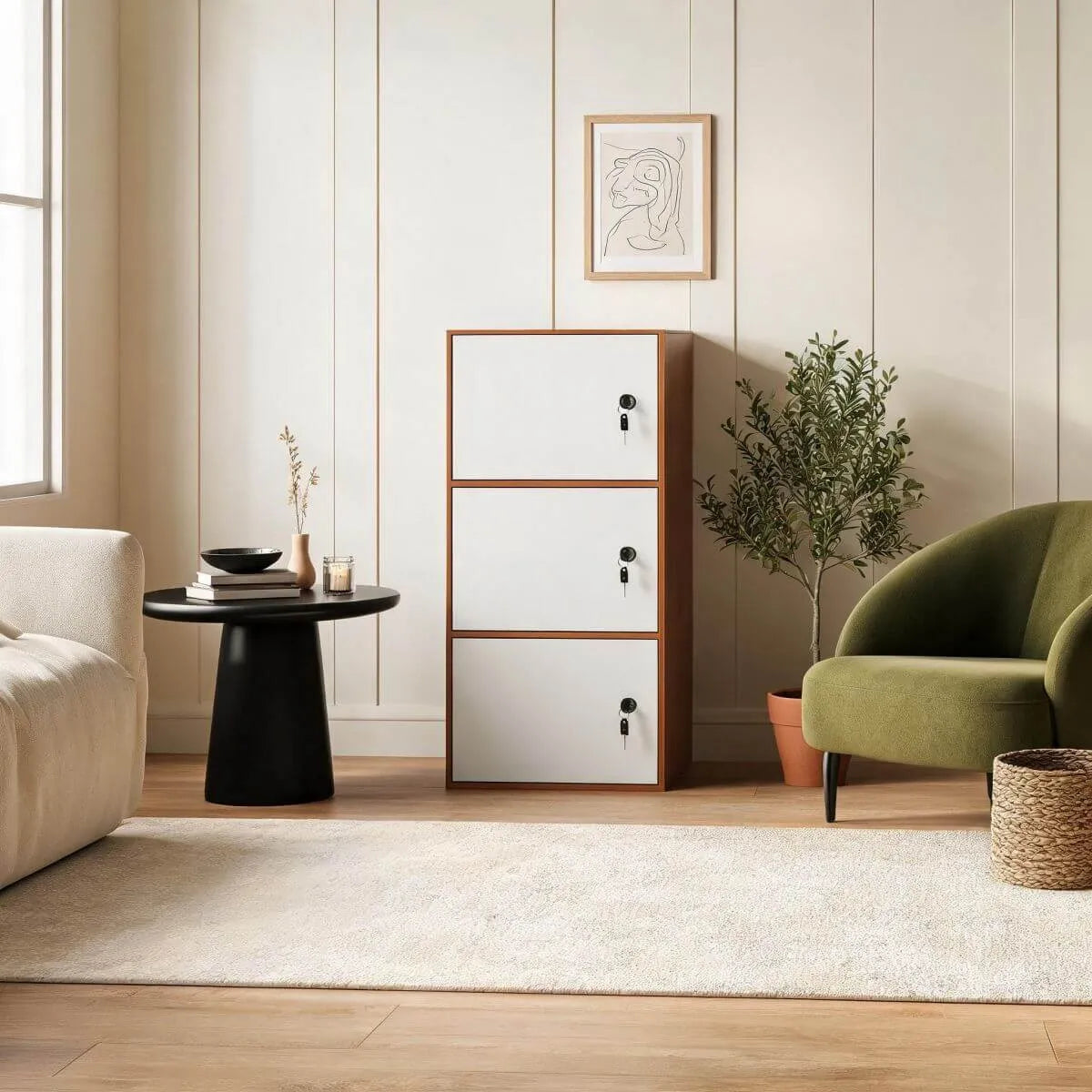 Minimalist Locking Wood Storage Cabinet Series With Shelves