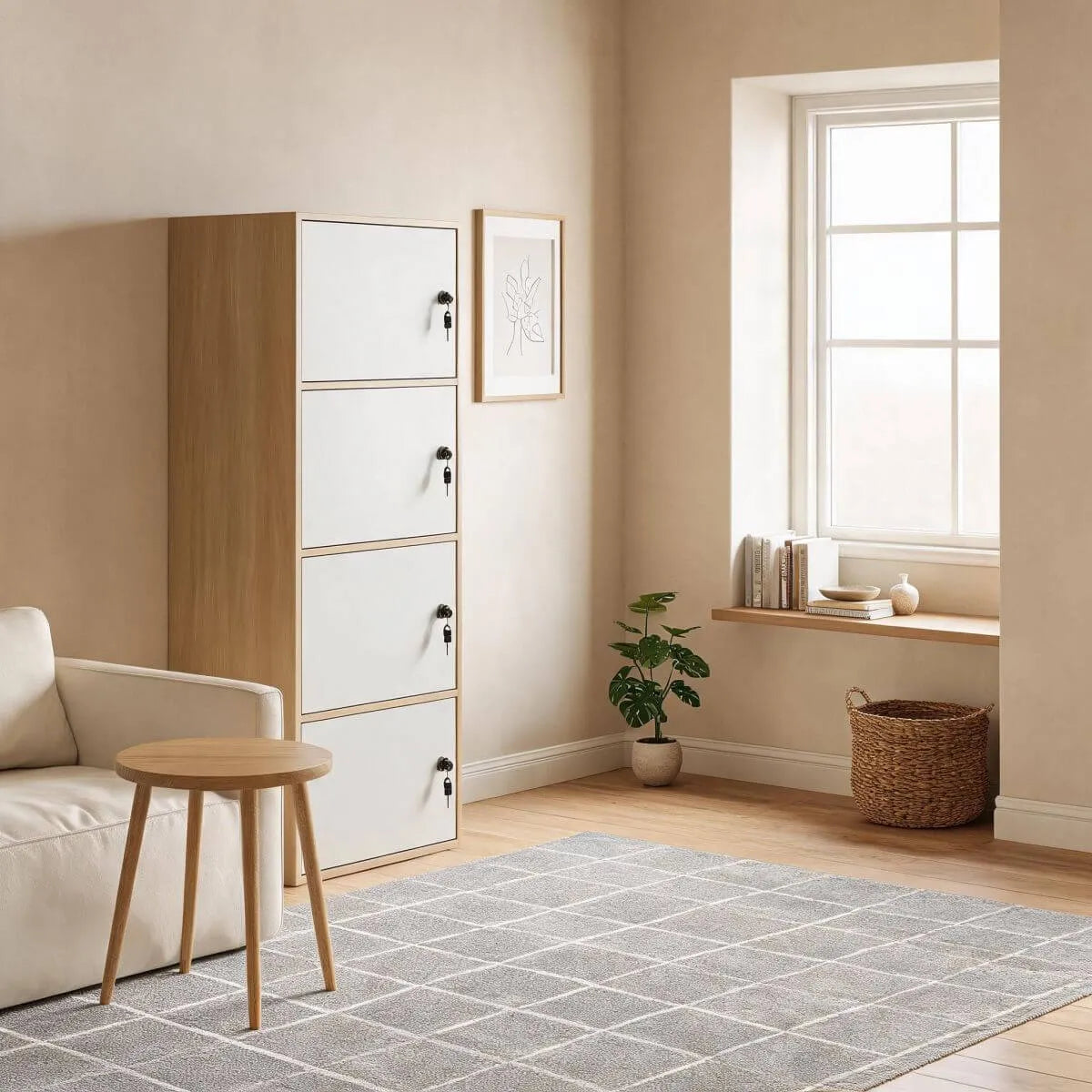Minimalist Locking Wood Storage Cabinet Series With Shelves