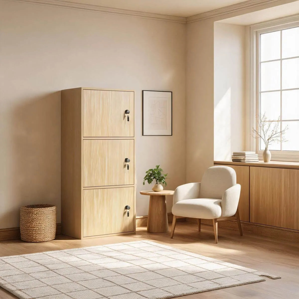 Minimalist Locking Wood Storage Cabinet Series With Shelves