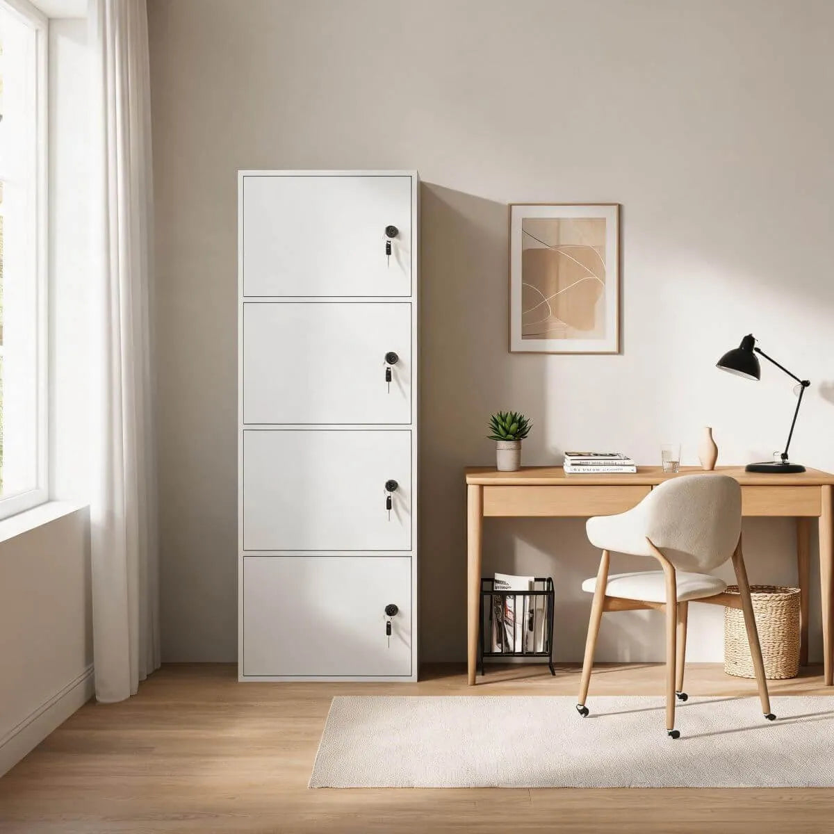 Minimalist Locking Wood Storage Cabinet Series With Shelves