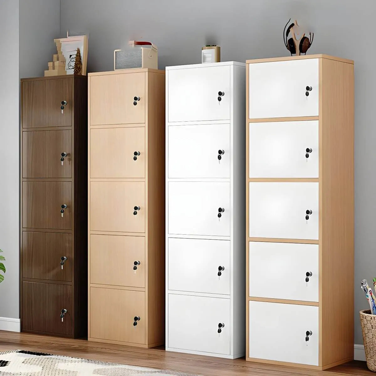 Minimalist Locking Wood Storage Cabinet Series With Shelves