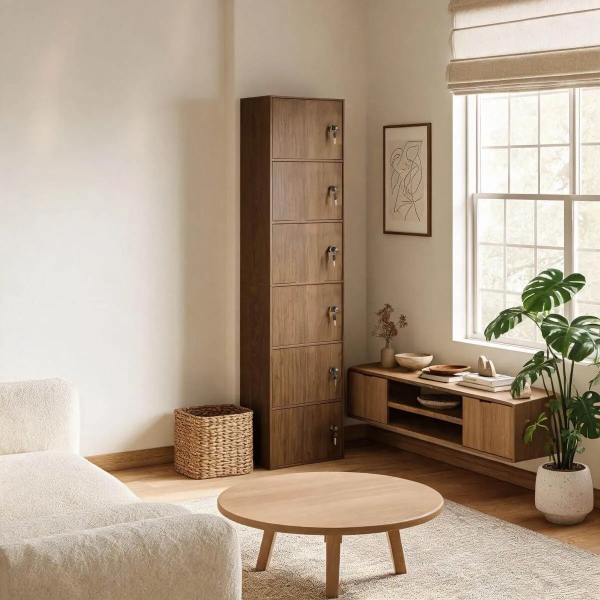 Minimalist Locking Wood Storage Cabinet Series With Shelves