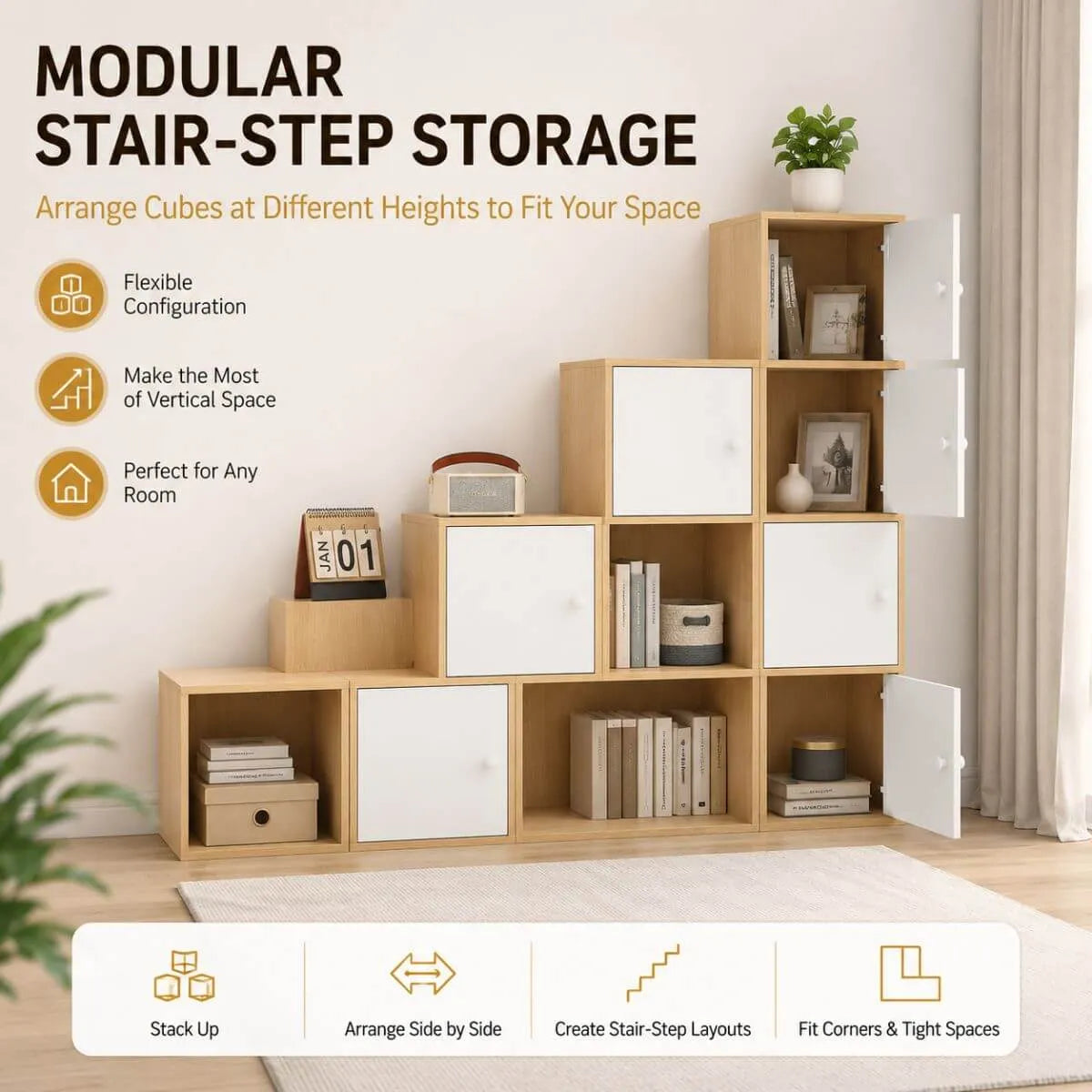 Minimalist Locking Wood Storage Cabinet Series With Shelves