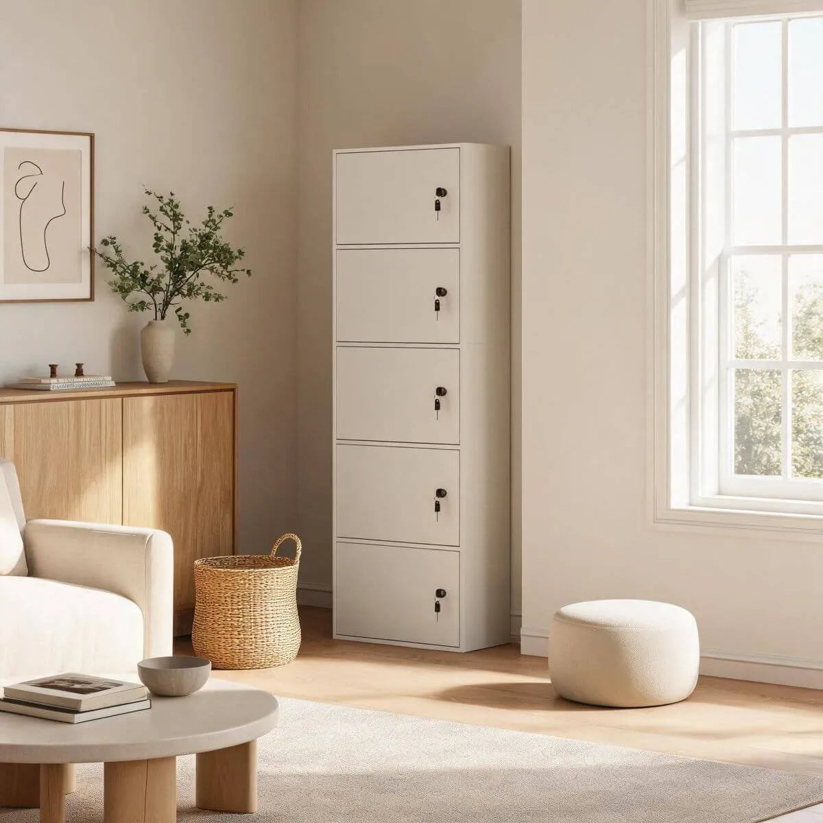 Minimalist Locking Wood Storage Cabinet Series With Shelves