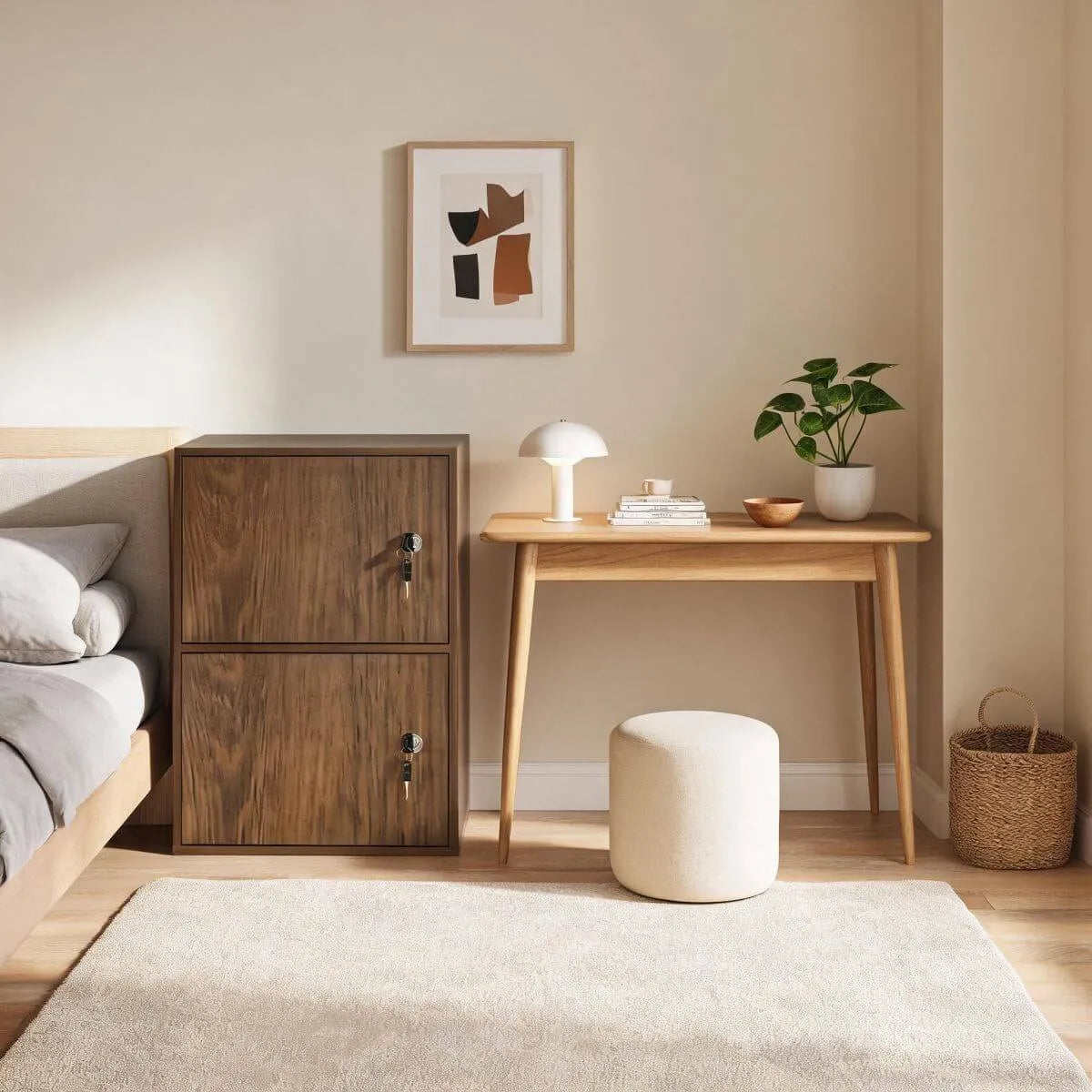 Minimalist Locking Wood Storage Cabinet Series With Shelves