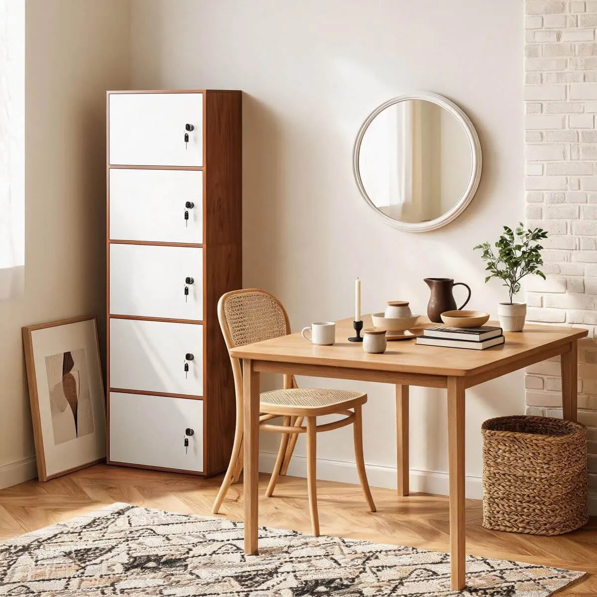 Minimalist Locking Wood Storage Cabinet Series With Shelves