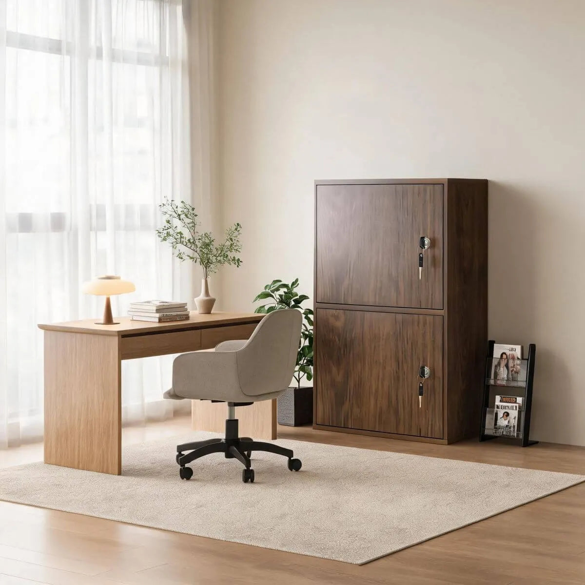 Minimalist Locking Wood Storage Cabinet Series With Shelves