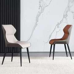 Luxurious Light Grey High-Back Leather Dining Chair in Minimalist Design