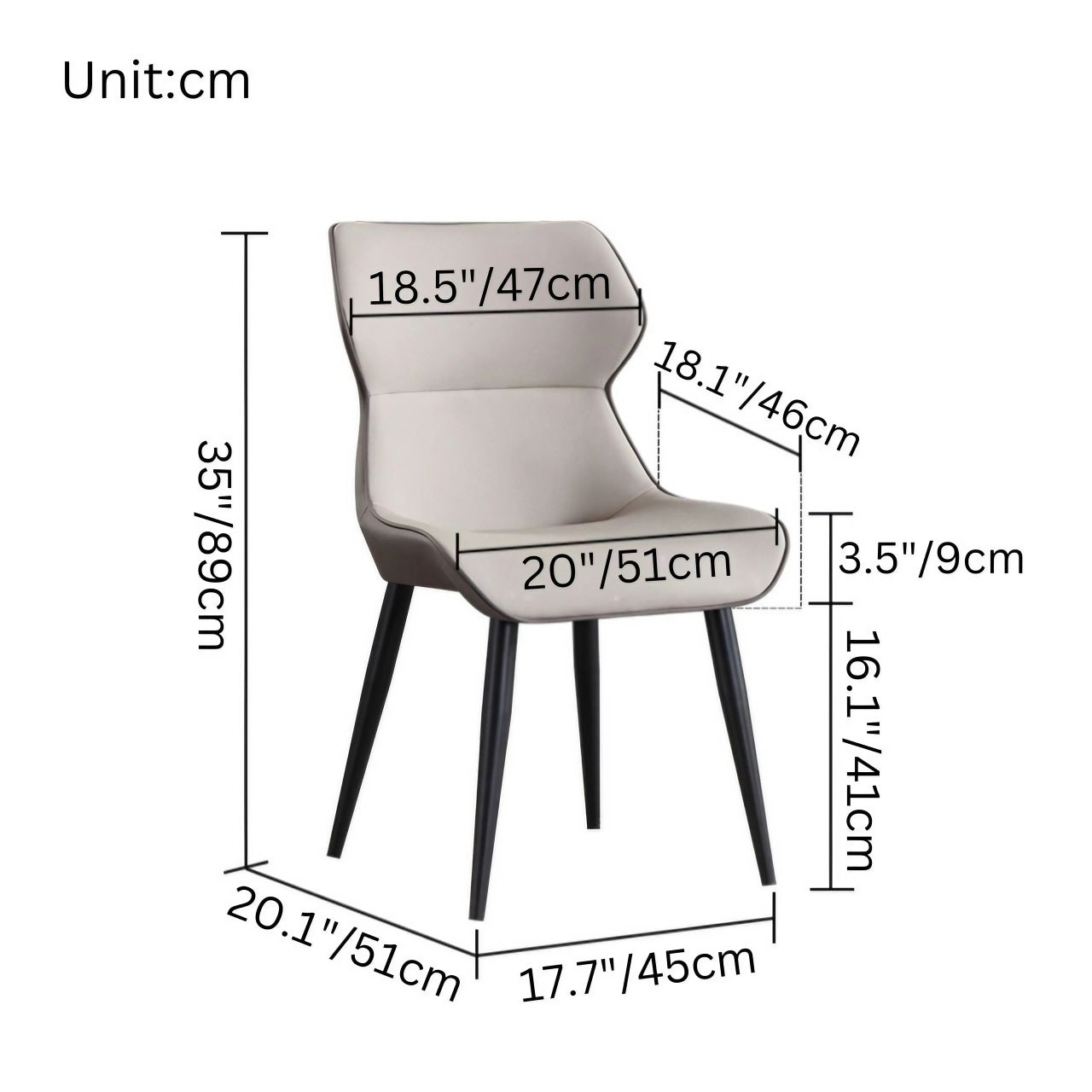 Minimalist Luxury Light Grey Durable Leather Luxurious High-Back Dining Chair - Single Chair