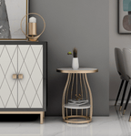 Minimalist Marble Side Table With Storage Shelf