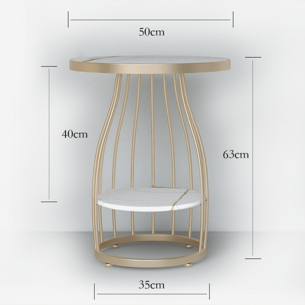 Minimalist Marble Side Table With Storage Shelf
