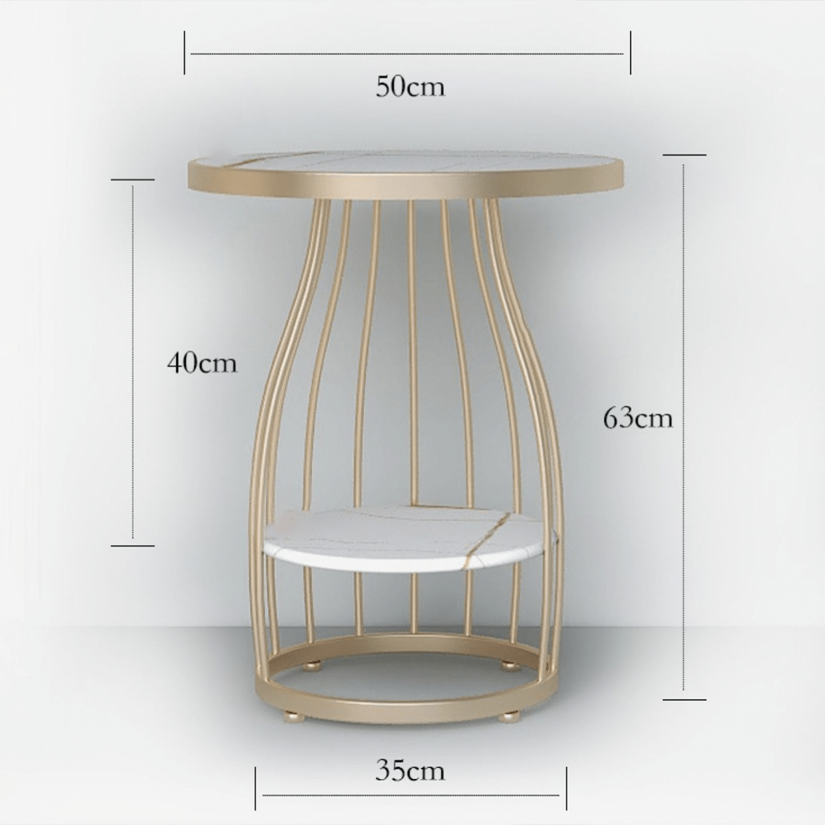 Minimalist Marble Side Table With Storage Shelf