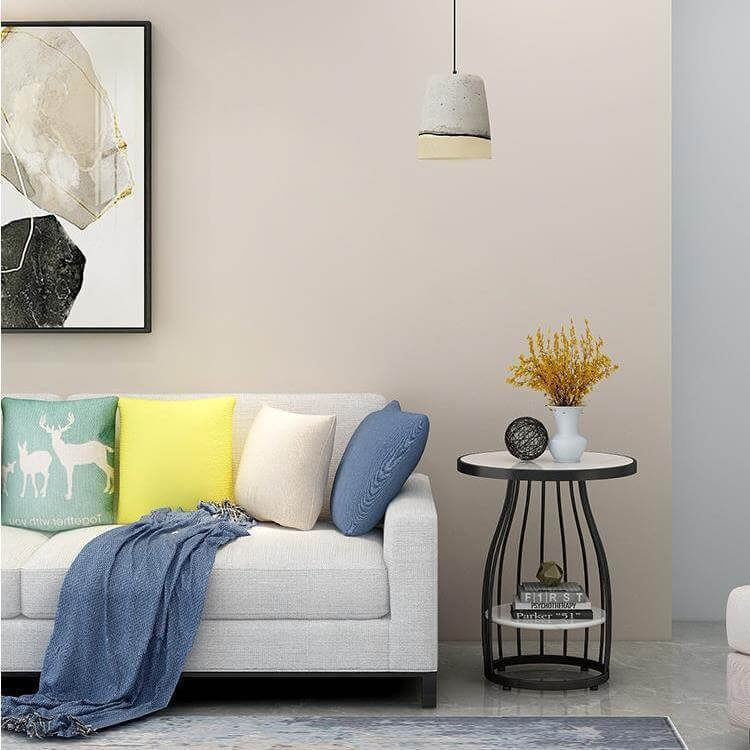 Minimalist Marble Side Table With Storage Shelf