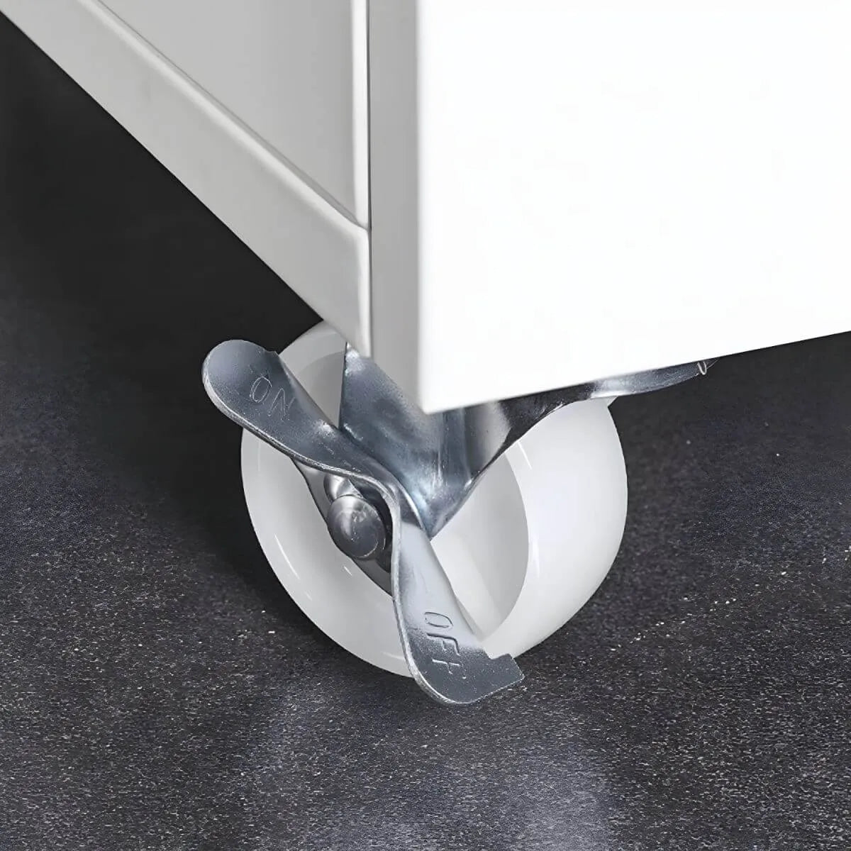Minimalist Metal Rolling Storage Cabinet With Shelves and Doors