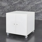Minimalist Metal Rolling Storage Cabinet With Shelves and Doors