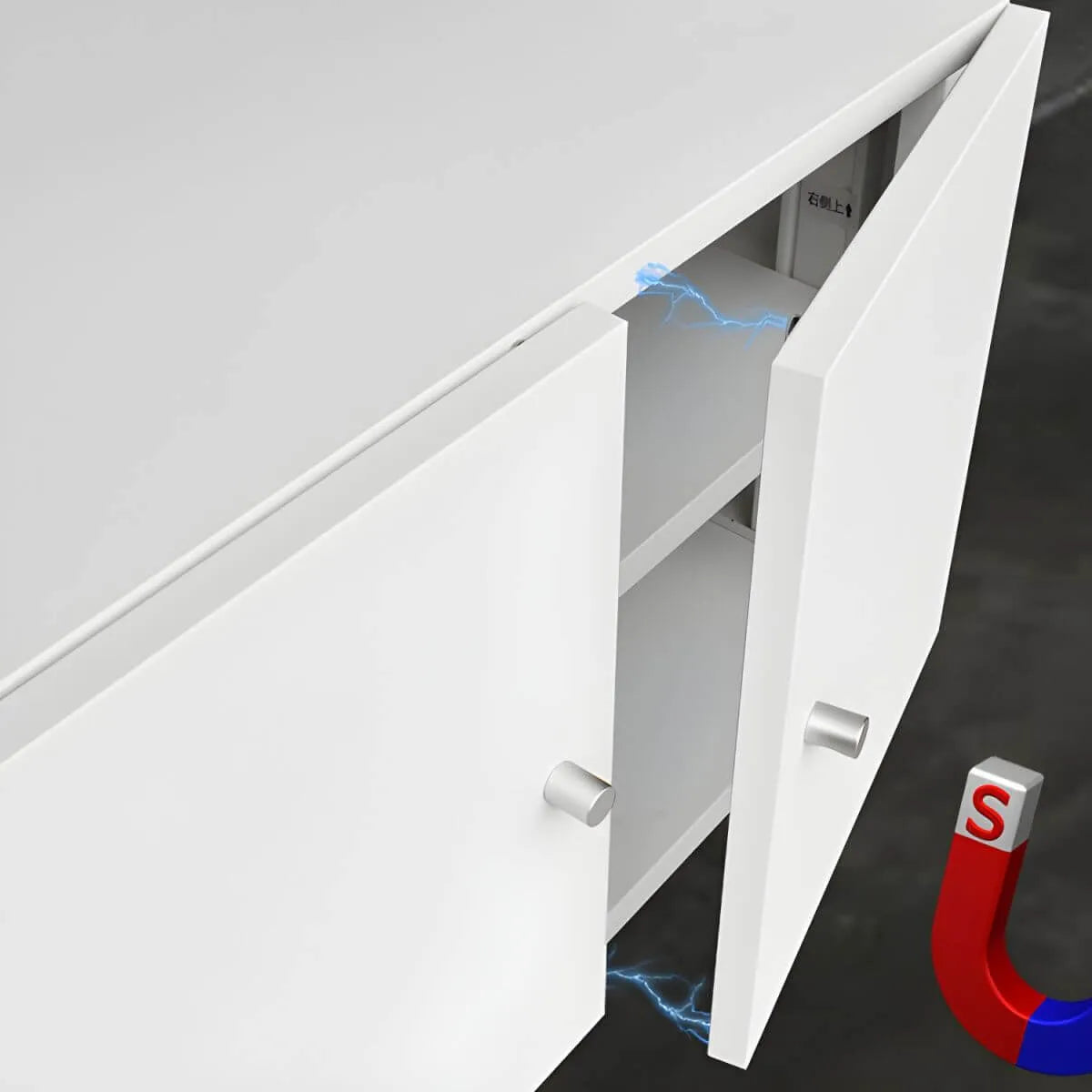 Minimalist Metal Rolling Storage Cabinet With Shelves and Doors