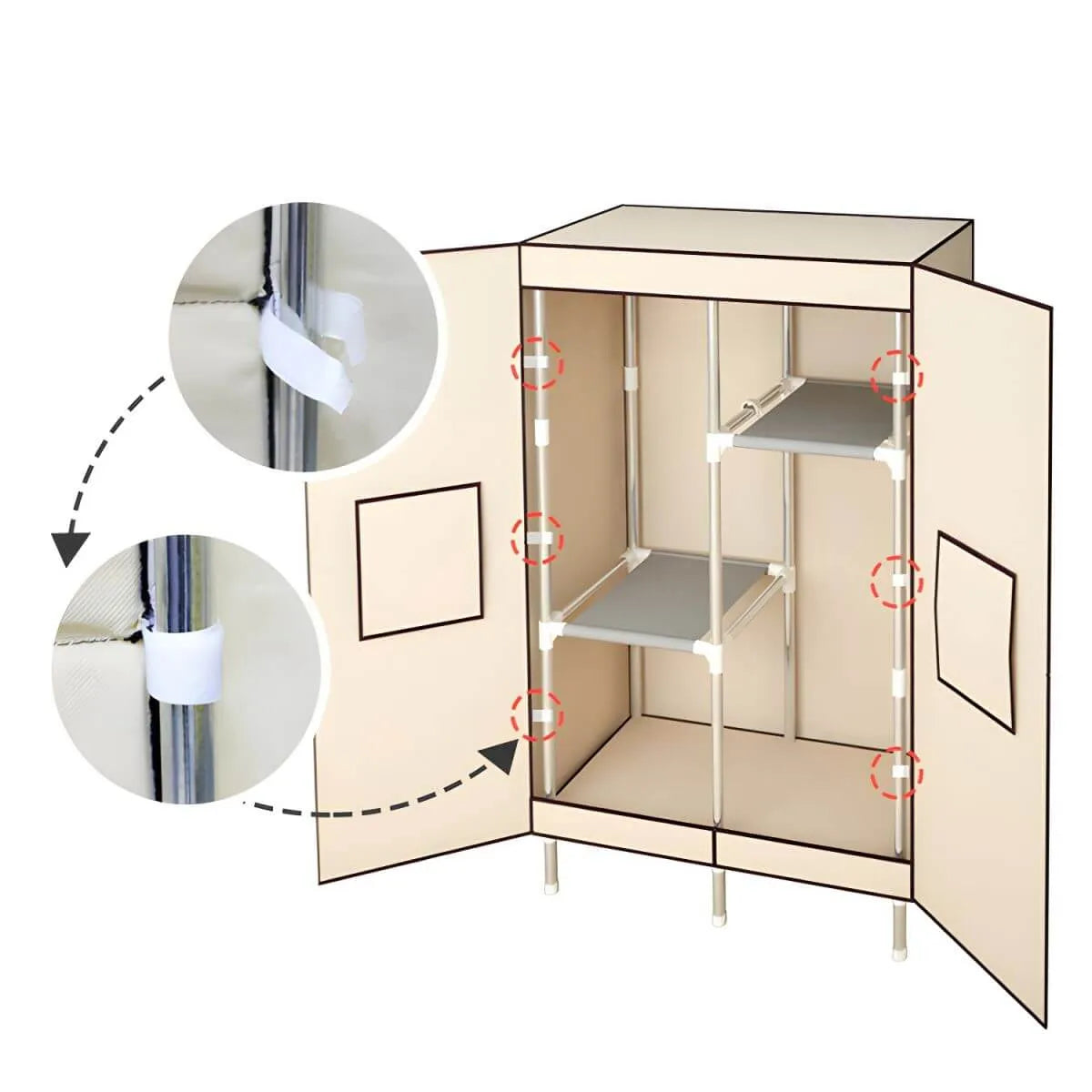 Minimalist Metal Wardrobe Armoire With Shelves and Hanging Storage