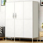 Minimalist Metal Wardrobe Armoire With Shelves and Hanging Storage