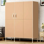 Minimalist Metal Wardrobe Armoire With Shelves and Hanging Storage