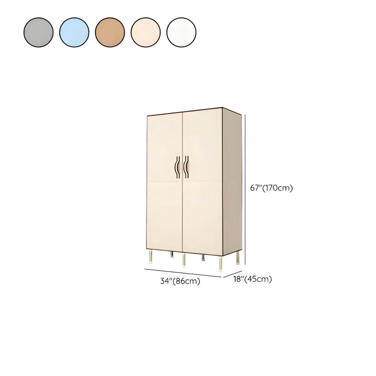 Minimalist Metal Wardrobe Armoire With Shelves and Hanging Storage Dimensions