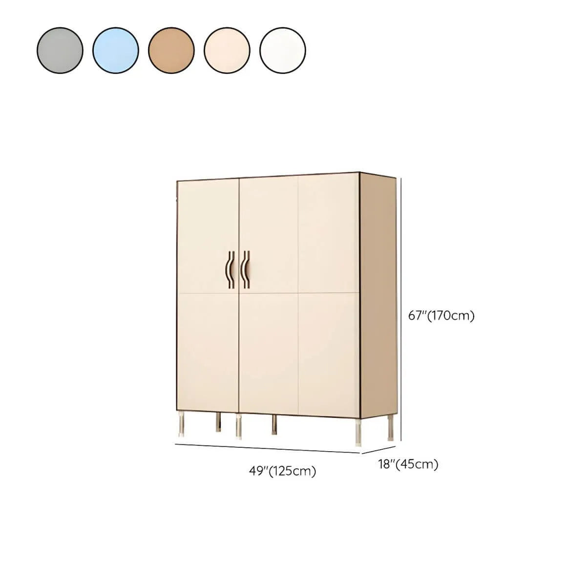 Minimalist Metal Wardrobe Armoire With Shelves and Hanging Storage Dimensions