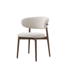 Contemporary off-white cotton linen dining chair with minimalist design