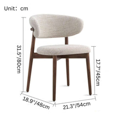 Sleek cotton linen dining chair with solid wood frame in minimalist design