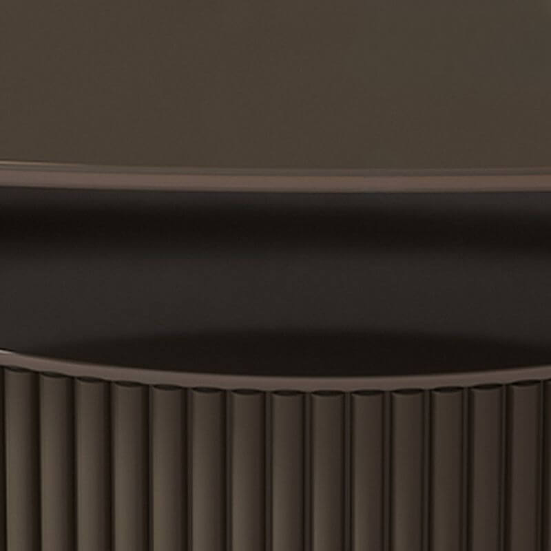 Minimalist Oval Stone Coffee Table with Sculptural Base and Drawer