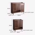 Minimalist Reeded Door Shoe Cabinet, Walnut Finish