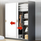 Minimalist Sliding Door Wood Wardrobe with Hanging and Shelf Storage