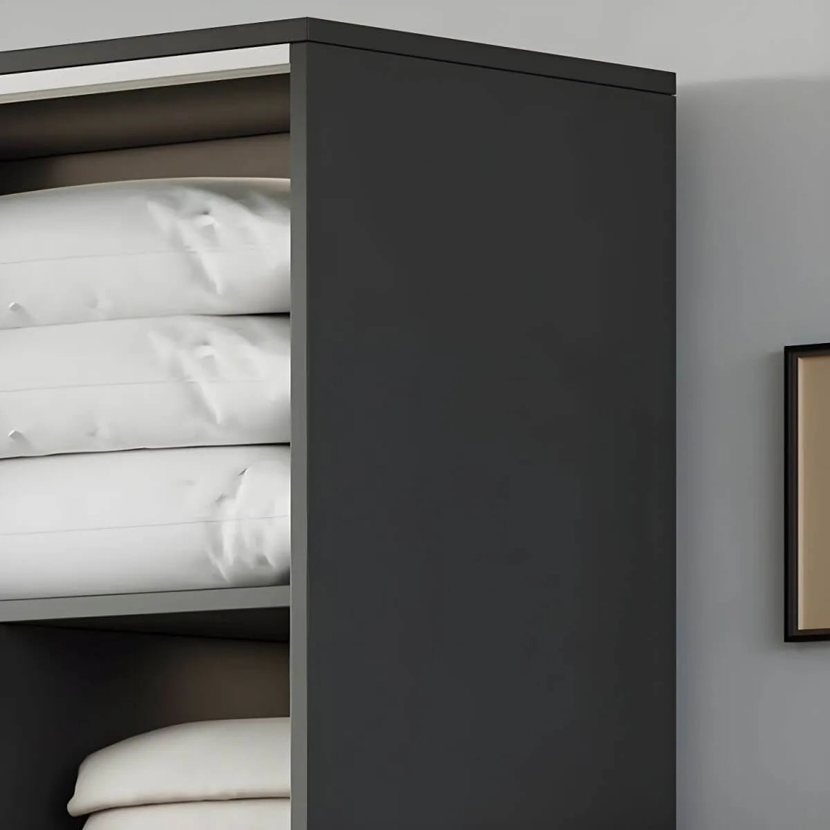 Minimalist Sliding Door Wood Wardrobe with Hanging and Shelf Storage