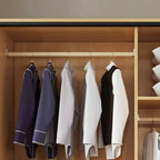 Minimalist Sliding Door Wood Wardrobe with Hanging and Shelf Storage